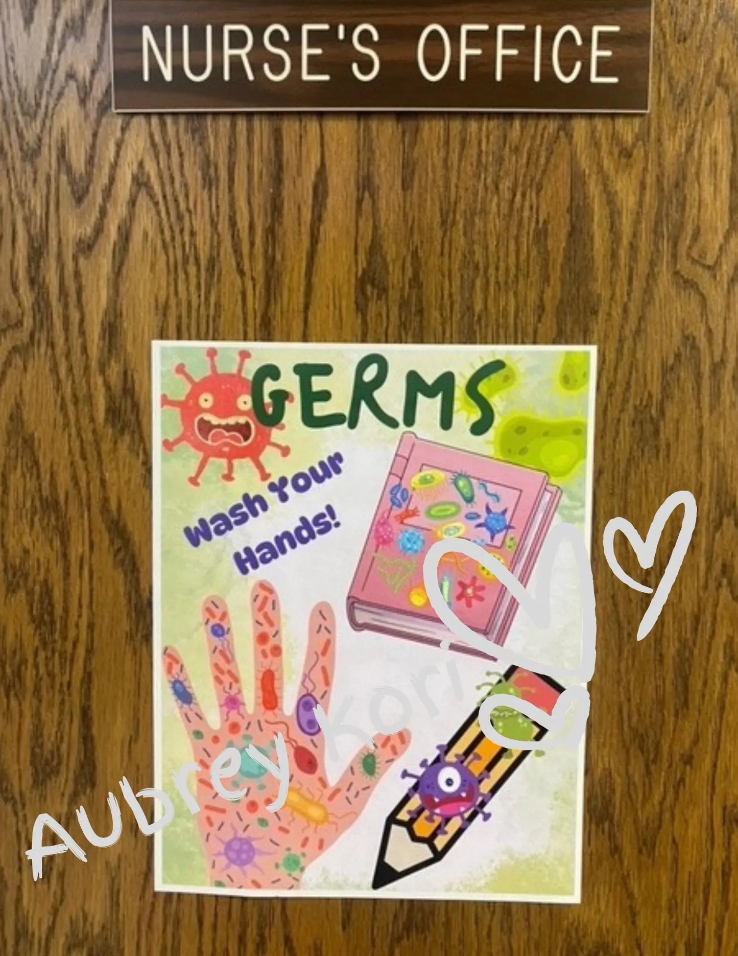 Wash Your Hands GERMS Sign for Bathroom, Health Office, Nursing Office, and More. Digital Download! School Nurse Poster, Doctor's Decor.